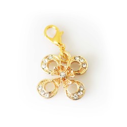 Diamante Four Leaf Clover Dangle - Gold Tone Diamante Four Leaf Clover Dangle - Gold Tone