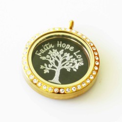 Faith Hope Love - Locket & Plate Set - 3cm Locket Faith Hope Love - Locket & Plate Set - 3cm Locket