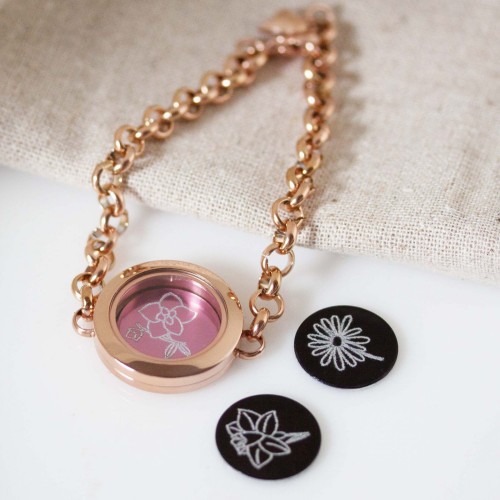 Birth Flower Plate - To fit 2.5cm Lockets Birth Flower Plate - To fit 2.5cm Lockets