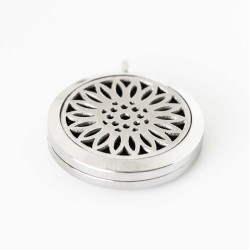 Perfume/Essential Oil Locket - Flower Design - Silver Tone