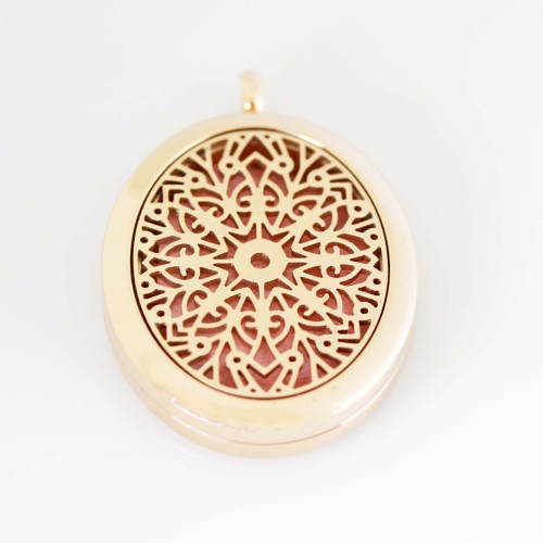 Perfume/Essential Oil Locket - Oval Mandala - Rose Gold Tone Perfume/Essential Oil Locket - Oval Mandala - Rose Gold Tone