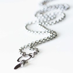 Rolo Necklace - Silver Tone - With Dangle Ring Rolo Necklace - Silver Tone - With Dangle Ring