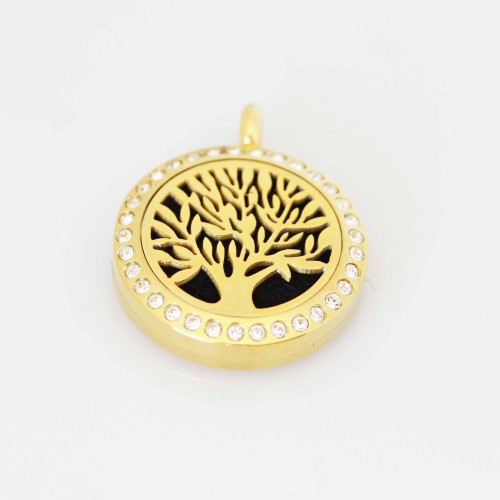 Perfume/Essential Oil Locket - Gold Bling Tree of Life - 2.5cm - Gold Tone Perfume/Essential Oil Locket - Gold Bling Tree of Life - 2.5cm - Gold Tone