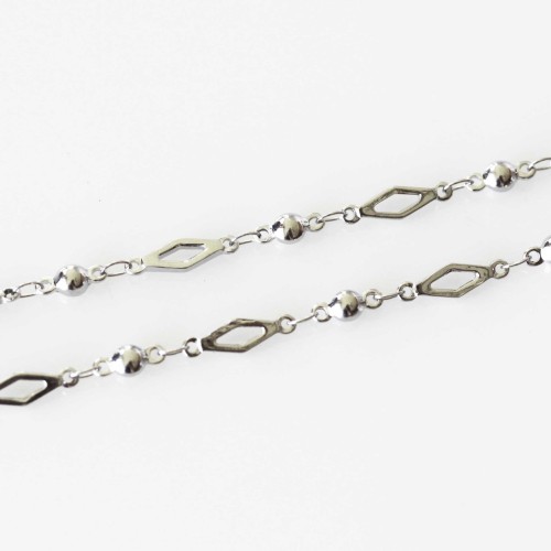 Diamond Link Necklace - 32 inch (80cm) Silver Tone