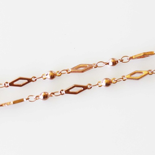Diamond Link Necklace - 32 inch (80cm) Rose Gold Tone