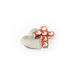 Silver Heart Rose Gold Sparkle Cross