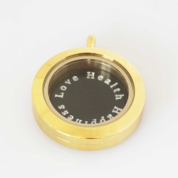 Love Health Happiness - Locket & Plate Set - Small 2.5cm Locket