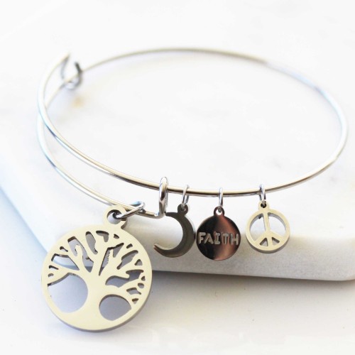 Faith, Strength, Peace -  Adjustable Bangle