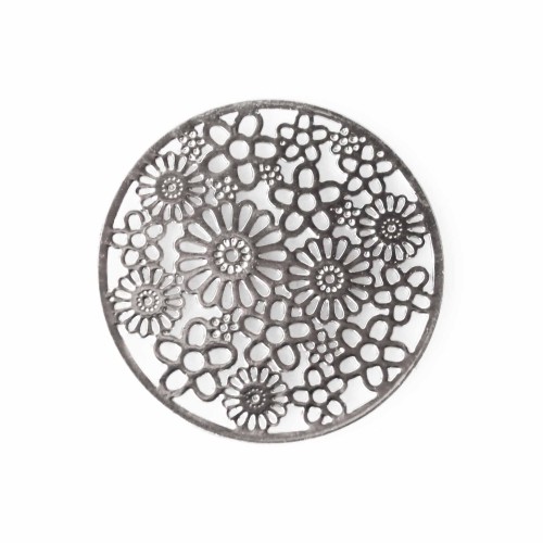 Flower Window Plate - Silver Tone
