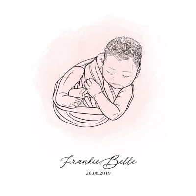 Newborn Baby Drawing From Photograph (JPEG and PDF files only, no frame provided)