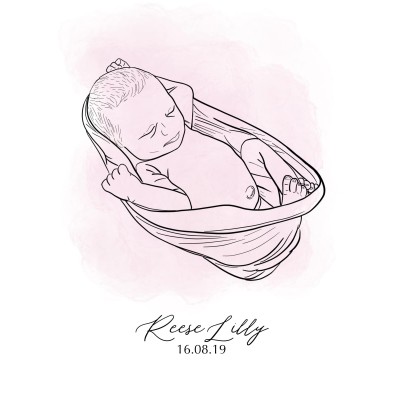 Newborn Baby Drawing From Photograph (JPEG and PDF files only, no frame provided)